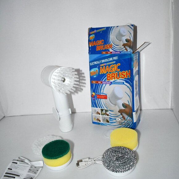 Cordless Electric Scrubbers with 6 Replaceable Heads– NWT   Features: Powerful c - Picture 2 of 4